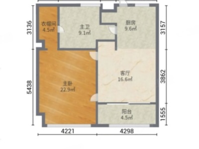 万科第五园五期小区1室1厅1卫户型图2