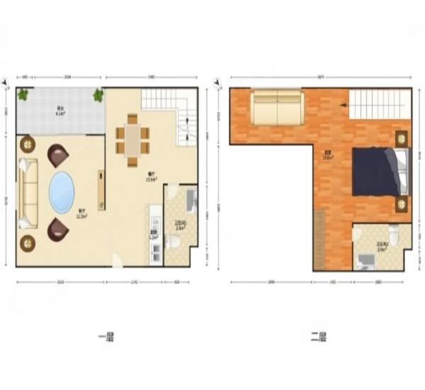东尚新地小区1室1厅2卫户型图2