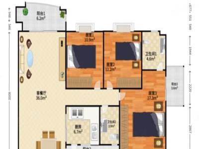 半山翠苑小区3室2厅2卫户型图1