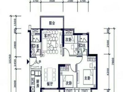 富山居花园3室2厅2卫户型图2