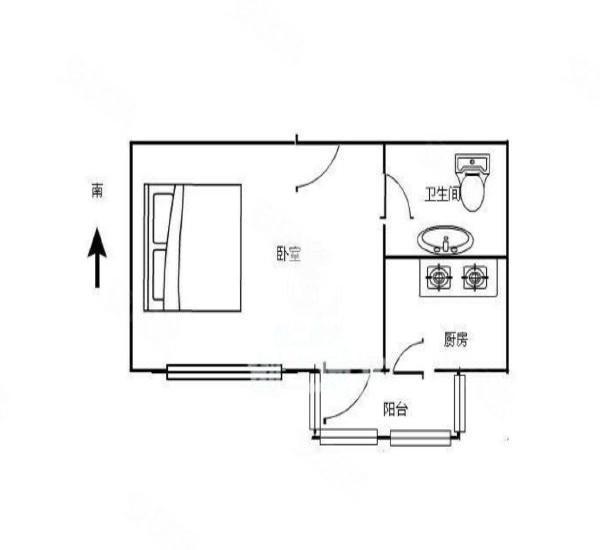 莲塘东路小区1室1厅1卫户型图5