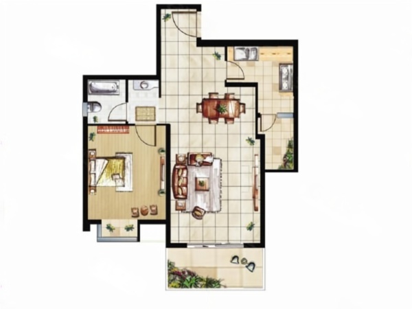 金裕香泉丽都小区1室1厅1卫户型图