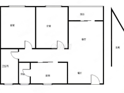 坝光新村一区小区2室2厅1卫户型图2
