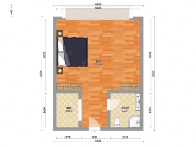 澳盈商务中心小区1室0厅1卫户型图2