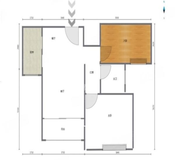 优仕雅苑小区2室2厅1卫户型图
