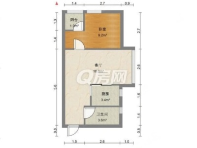 凯旋天玺名庭小区1室1厅1卫户型图3