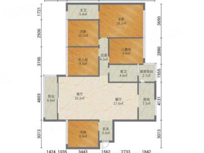 龙光天禧小区5室2厅2卫户型图1