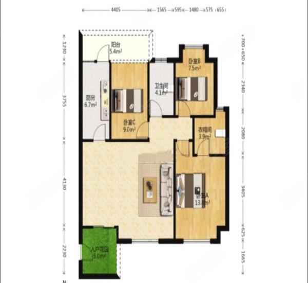 巴厘晓筑小区2室2厅1卫户型图2