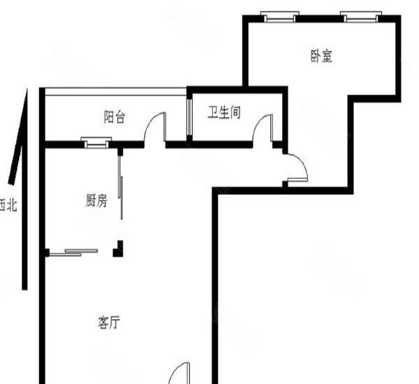 心海州小区1室1厅1卫户型图3