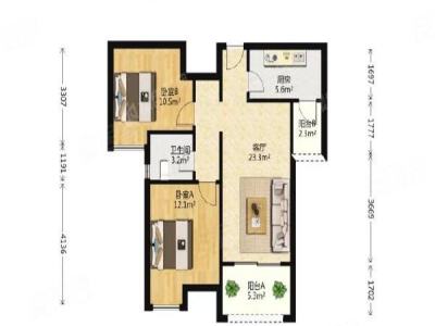 富山居花园小区4室2厅2卫户型图1