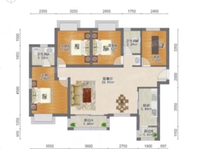首誉小区4室2厅2卫户型图1