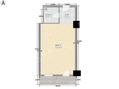 绿地国际花都小区1室1厅1卫户型图2