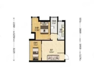 天麓花园小区2室1厅1卫户型图3
