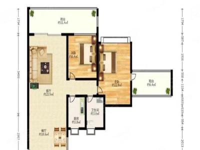 圣淘沙骏园小区2室2厅1卫户型图1
