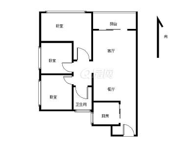 中邦浪琴湾一期3室2厅1卫户型图3