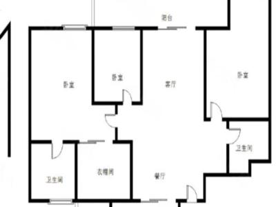 恒裕滨城二期小区3室2厅2卫户型图1