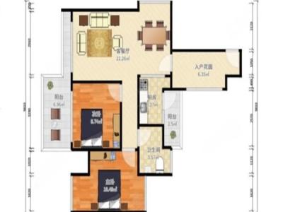 佳兆业上品雅园小区2室2厅1卫户型图1