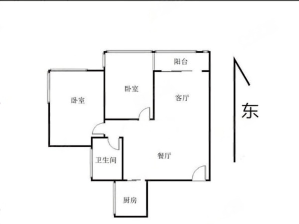 中珠上城一期小区2室2厅1卫户型图3