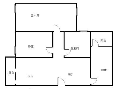 泷景六期小区2室2厅1卫户型图2