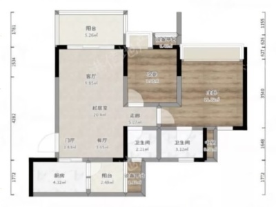 璐易豪庭小区2室2厅2卫户型图1