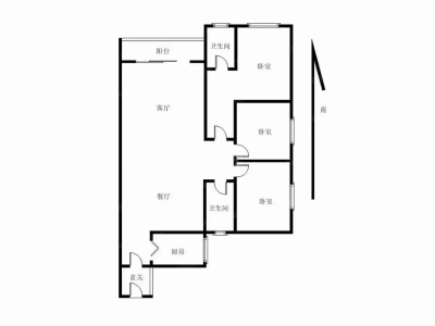 怡骏豪庭小区2室2厅1卫户型图1