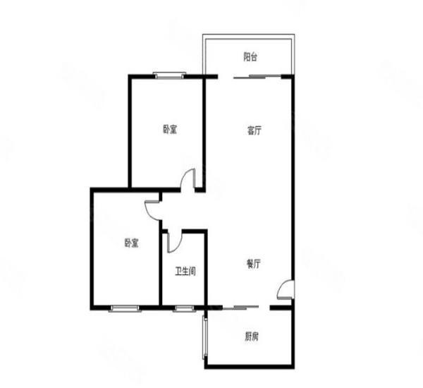 海尚绿洲小区2室2厅1卫户型图2