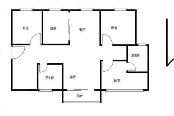 格林泊乐二期小区3室2厅2卫户型图2