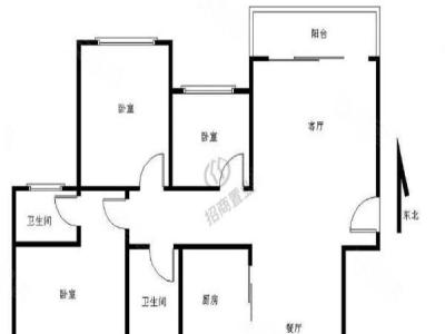 中熙君南山小区3室2厅1卫户型图3