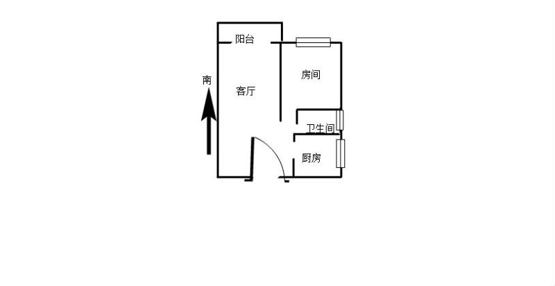 锦绣荣城小区1室1厅1卫户型图2