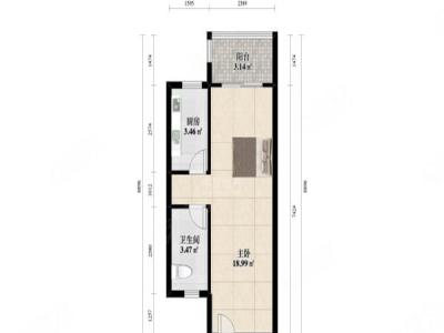深业东岭一期小区1室0厅1卫户型图4