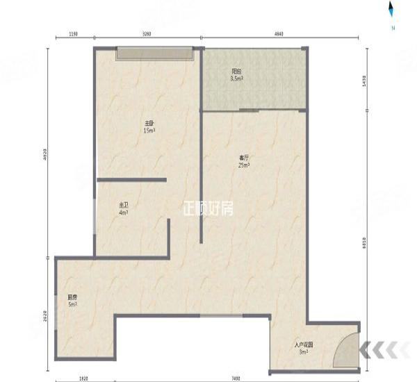 金裕香泉丽都小区1室1厅1卫户型图3
