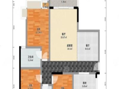 丽景名筑二期小区3室2厅2卫户型图2