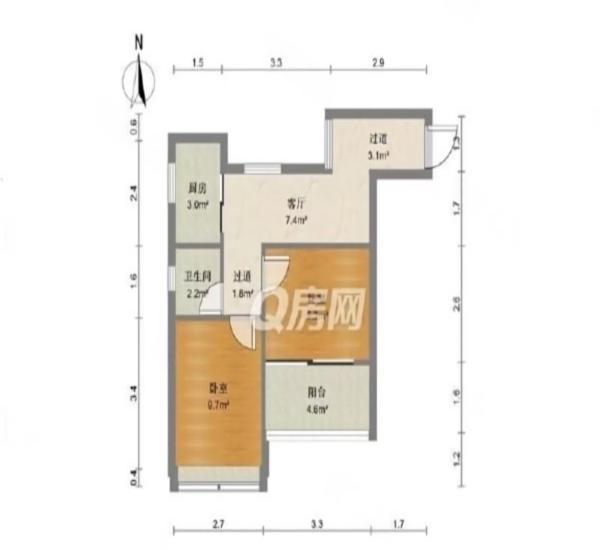 金裕香泉丽都小区1室1厅1卫户型图8