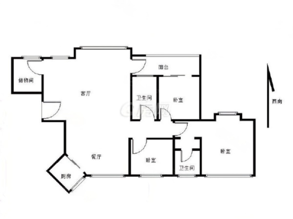 南湾国际小区3室2厅2卫户型图6
