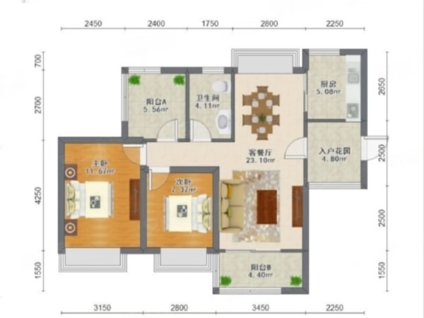 保利时代小区3室2厅1卫户型图21