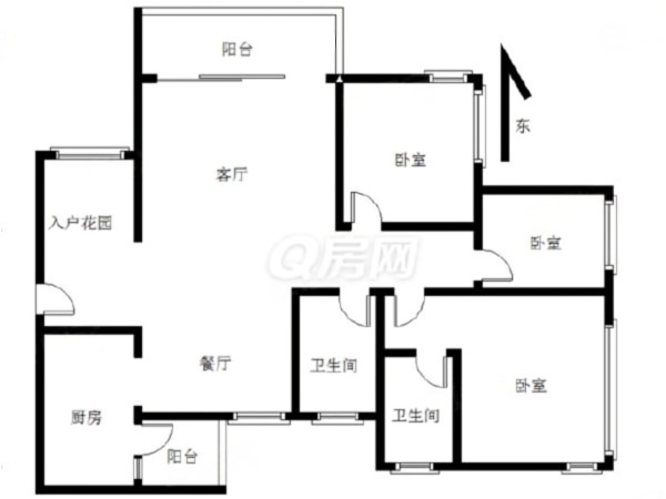 远洋城天骄小区3室2厅2卫户型图6