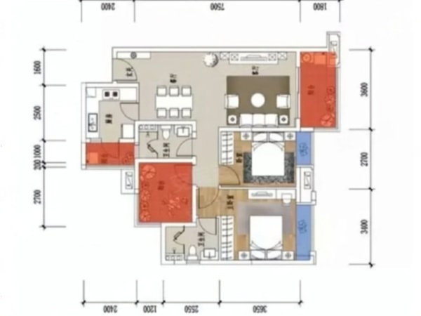保利时代小区3室2厅1卫户型图8