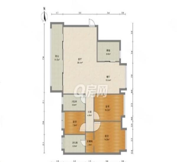南湾国际小区3室2厅2卫户型图15
