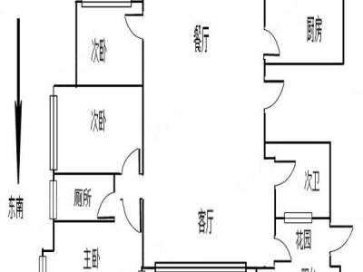 星河蓝湾小区3室2厅2卫户型图1