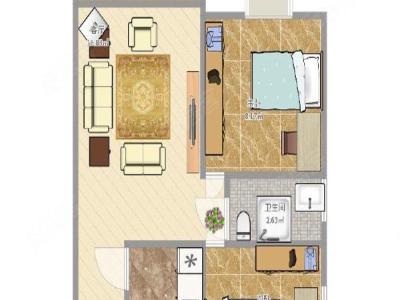 俪宝龙马花园小区1室1厅1卫户型图2