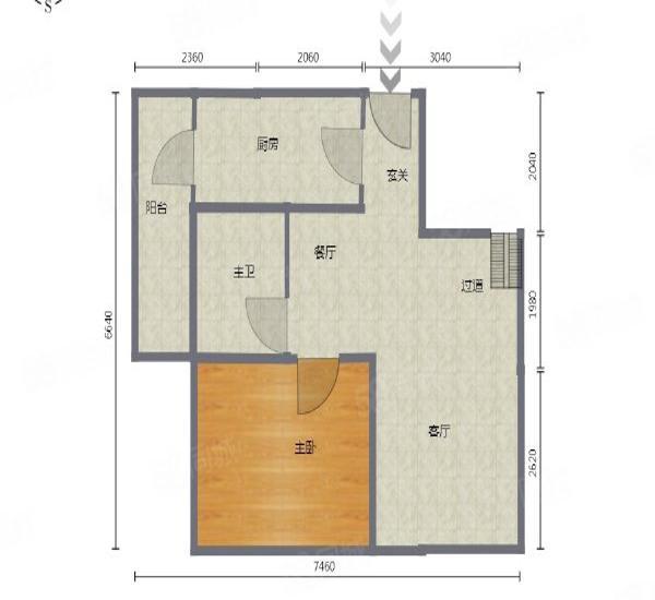 锦绣海湾城十一期小区1室1厅1卫户型图3