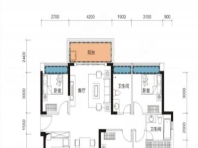 深航幸福花园小区3室2厅2卫户型图2