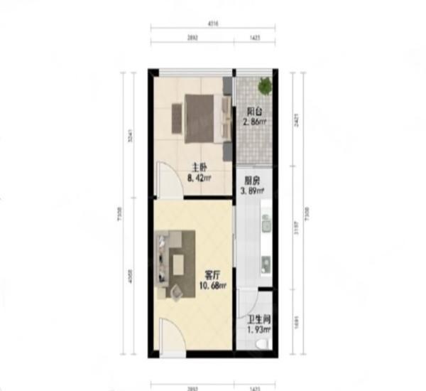 白金假日公寓小区1室1厅1卫户型图12