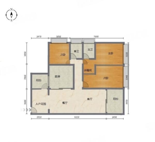 南湾国际小区3室2厅2卫户型图7