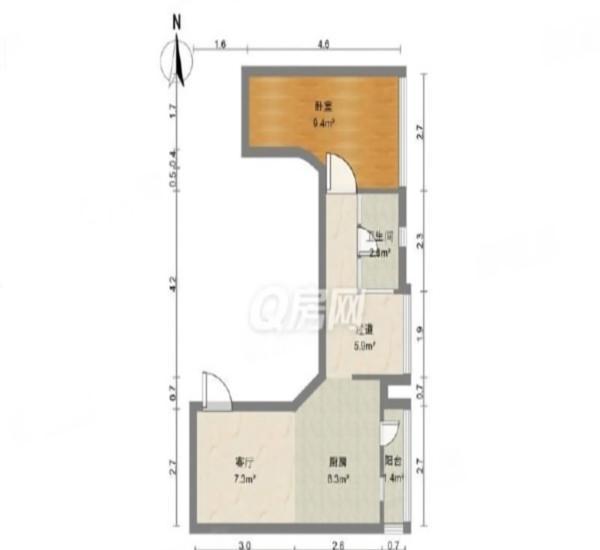心海州小区1室1厅1卫户型图4