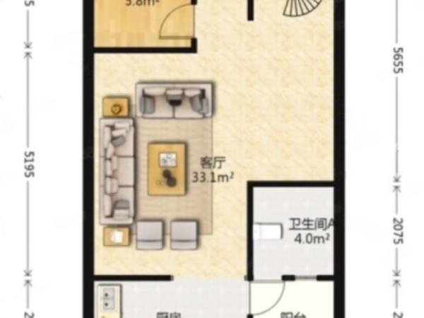 逢源公寓小区1室1厅2卫户型图7