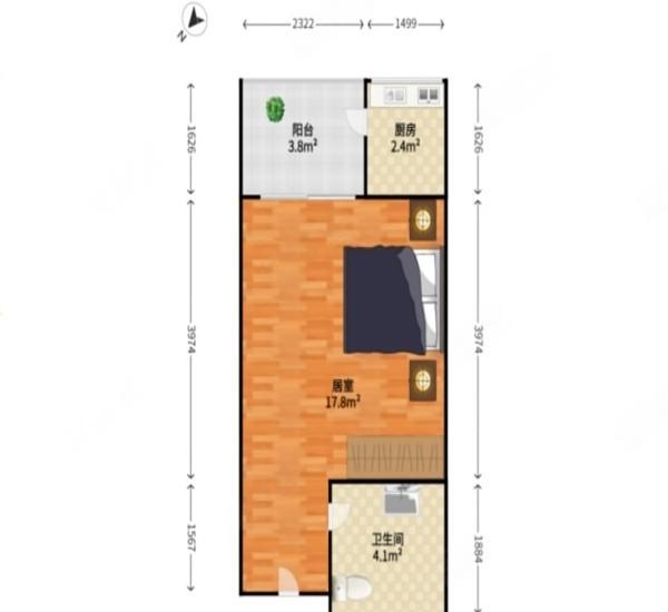 莲塘东路小区1室0厅1卫户型图6