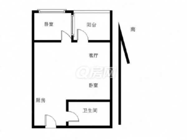 完美金鹰广场小区1室1厅1卫户型图4