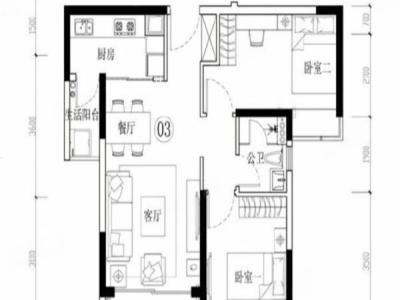 海伦堡院子一期小区2室2厅1卫户型图2