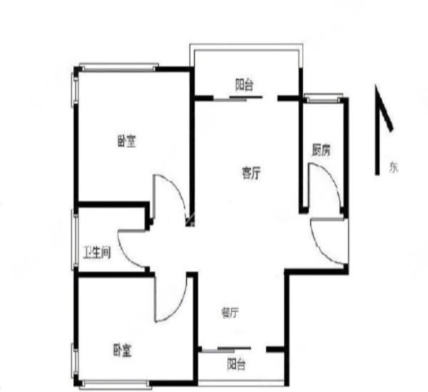 华发新城五期小区2室2厅1卫户型图6